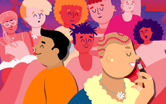 A mixture of diverse young people.