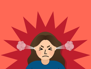 A young person bursts with anger.