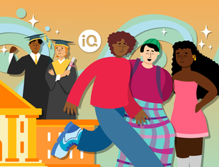 Young people celebrate after graduating.