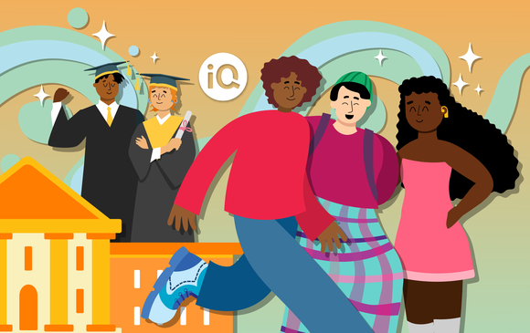 Young people celebrate after graduating.
