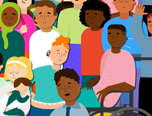 A diverse group of young people.