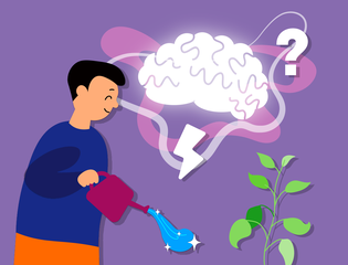 A young person waters their mind.